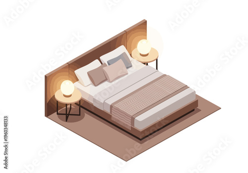 Cozy Bedroom Interior Design with Bedside Lamps and Pillows