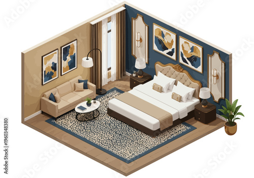 Luxurious Bedroom Interior Design with Modern Furniture and Elegant Decor