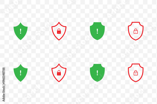 shield security icon set. safety, protection symbols. security icon with check mark and lock sign. Vector illustration