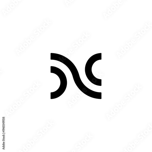 Minimalist Abstract Wave Logo, Curved Line Art Icon, Modern Tech S Letter Initial Design, Black and White Corporate Symbol