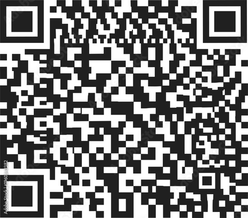 Digital QR code vector icon for mobile scanning link identification and touchless technology payments isolated on white background for business marketing and informational signs