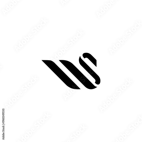 Modern Minimalist Swan Logo, Abstract Geometric Water Bird Icon, Black and White Line Art, Elegant Initial S Design
