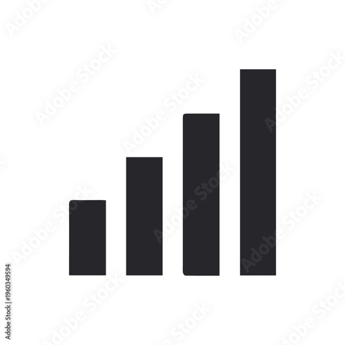 Minimalist Black Bar Graph Icon Showing Growth and Signal Strength