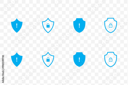 shield security icon set. safety, protection symbols. security icon with check mark and lock sign. Vector illustration