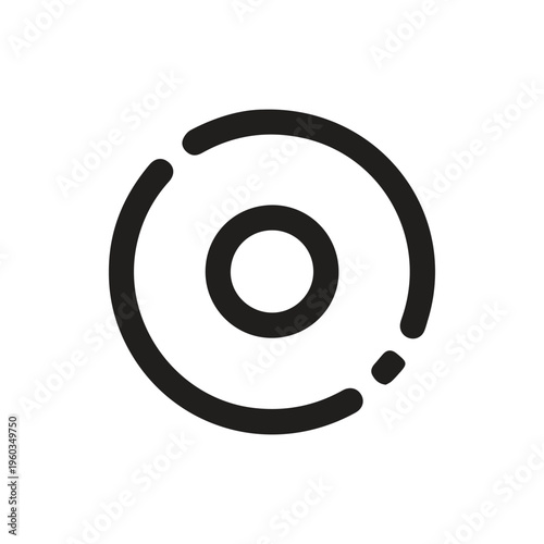 Monochrome Circular Progress Indicator Icon With A Dashed Outline
