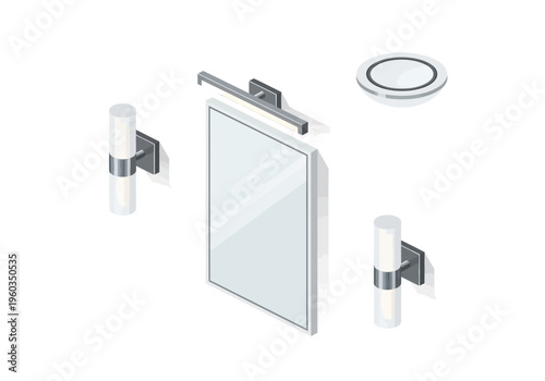 Bathroom vanity lighting with mirror and wall sconces in a modern design