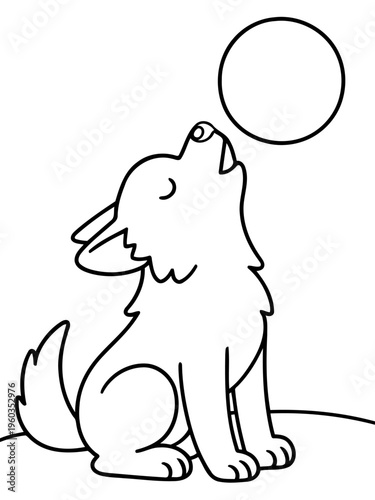 Moonlit Wolf's Call: A charming illustration depicts a lone wolf, silhouetted against a radiant full moon, unleashing a powerful howl into the night.