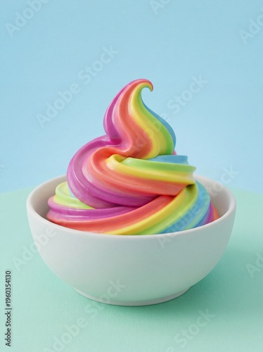 Rainbow swirls in a white bowl