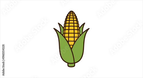 Simple Cartoon Illustration of a Single Ear of Corn.