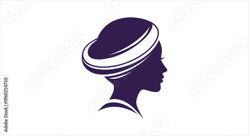 Elegant silhouette of a woman in a stylish headwrap.