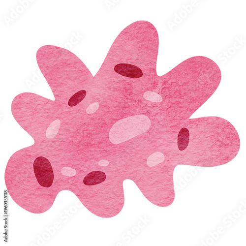 Quadro su tela Pink Bacteria Watercolor Illustration