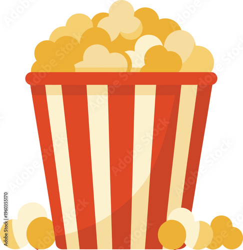 Popcorn Bucket Full of Snacks Cinema Treat Movie Night Entertainment Food Vector