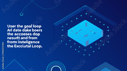 Abstract blue graphic showcasing a cube and textual elements about user loops