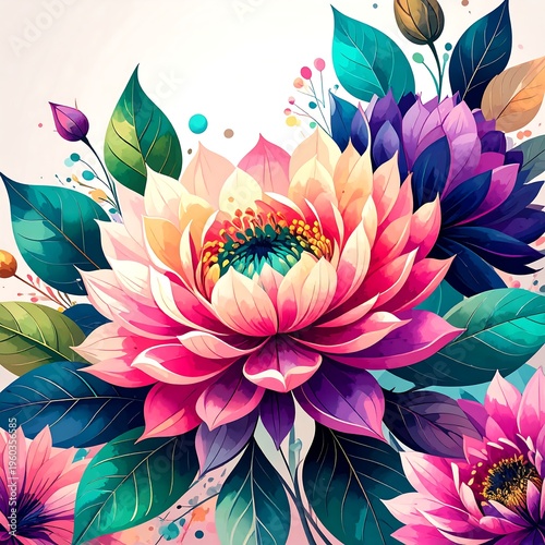 Vibrant Lotus Blossom - A Symphony of Color and Botanical Beauty.