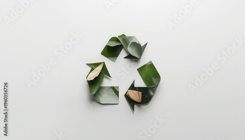 Wallpaper Mural Eco-Friendly Symbol of Recycling: A refreshing visual of the recycling symbol crafted from natural materials, highlighting environmental consciousness and sustainability.  Torontodigital.ca