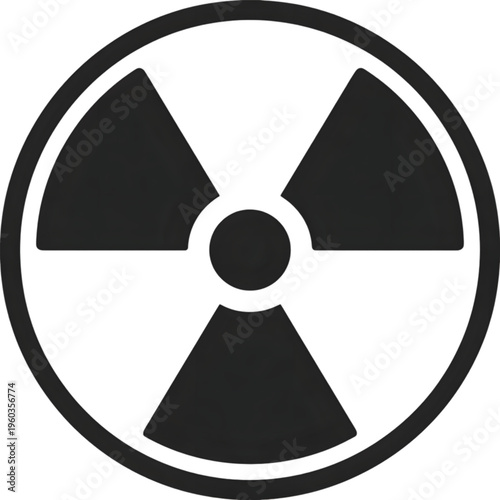 Black radiation symbol on white background isolated on transparent background.