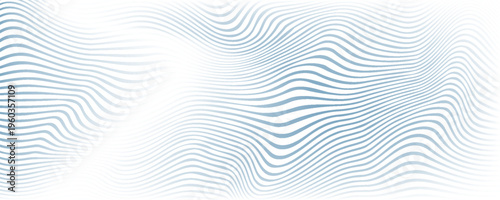Abstract blue wave lines pattern on white background with space for your text