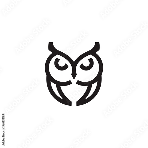 Minimalist black owl emblem logo suitable for branding, icon design, and identity.