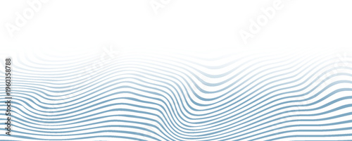 Abstract blue wave lines pattern on white background with space for your text