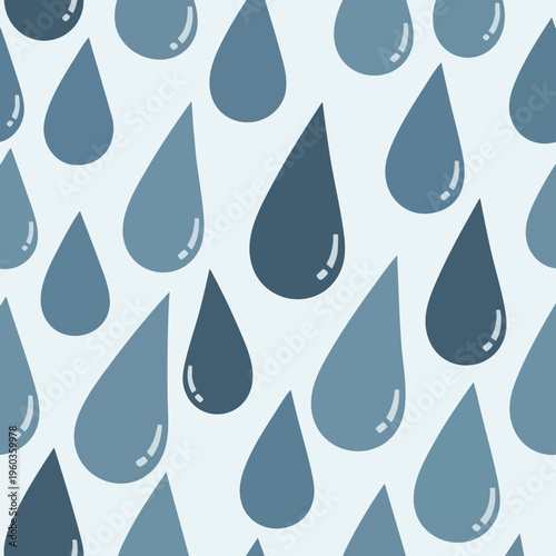 A repeating pattern of stylized blue water droplets on a light blue background