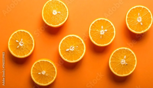 Vibrant Orange Slices on a Bright Orange Background.