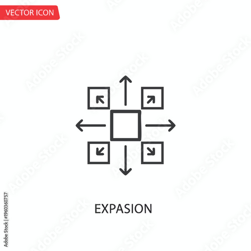 Graphic shows a central square with arrows pointing outwards to four other squares. Expansion