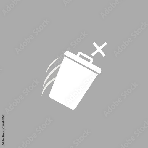 A white icon shows a trash can tipping over with a red cross indicating deletion