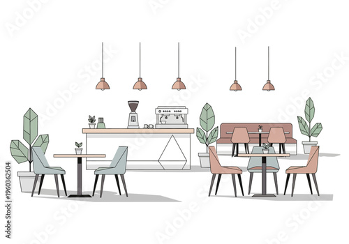 Team collaborating in a modern office cafe, enjoying coffee breaks and discussing projects