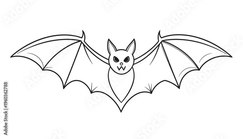 A cute Halloween vector illustration of a black cartoon vampire bat with wings flying near a kitten under a rainy cloud and umbrella during the autumn season