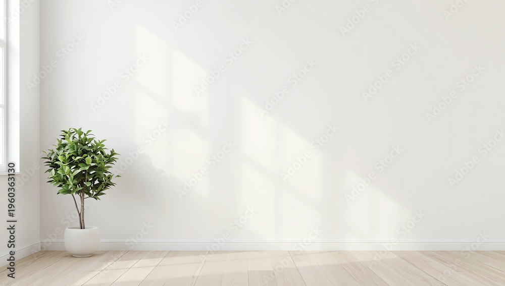 Fototapeta premium Interior background with plant 3d rendering