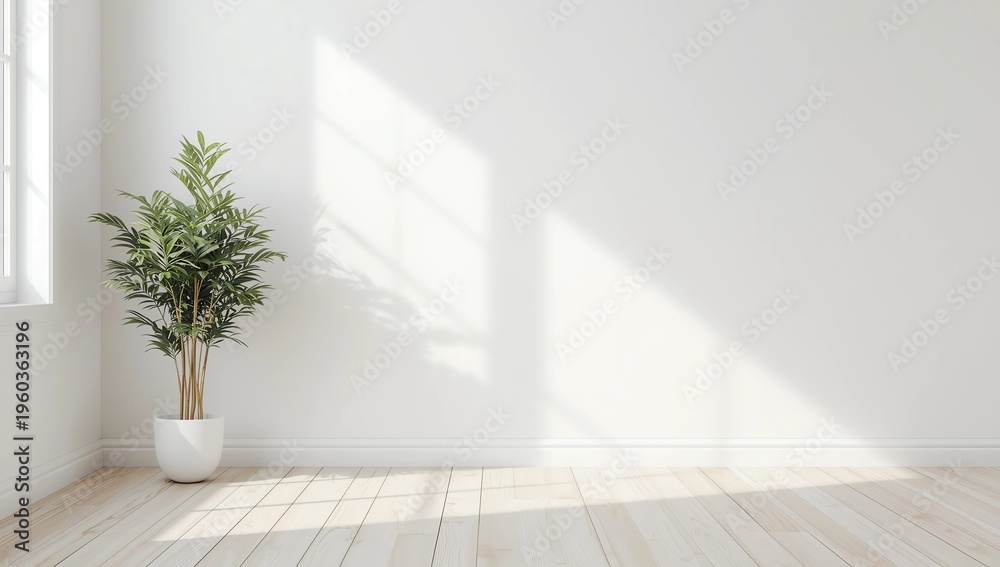 Fototapeta premium Interior background with plant 3d rendering