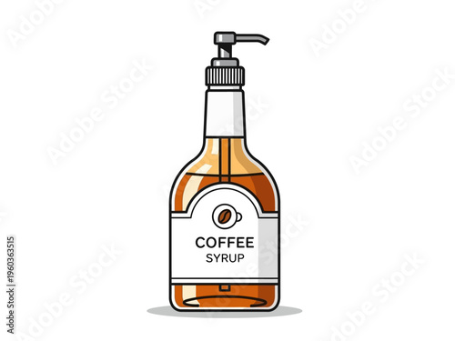 Coffee syrup bottle with pump dispenser, perfect for coffee shops, cafes, and home bars