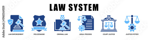 Glyphcolor - Law System web banner icon vector illustration concept