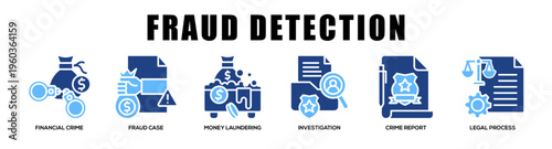 Glyphcolor - Fraud Detection web banner icon vector illustration concept