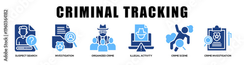 Glyphcolor - Criminal Tracking web banner icon vector illustration concept