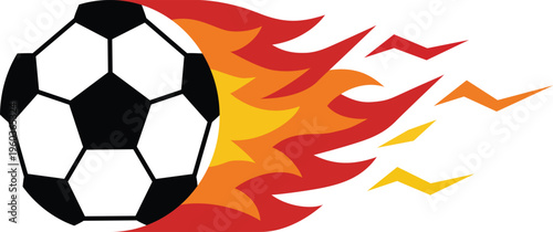Soccer Ball With Fire Flame Fast Speed Motion