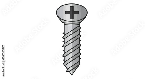 Metal Screw with Cross Head Illustration.