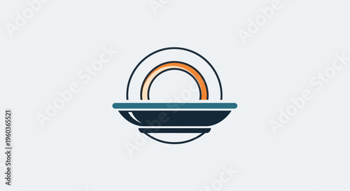 Minimalist Bowl Design Simple Vector Graphic.