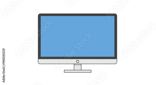 Modern Desktop Computer Monitor with Blue Screen.