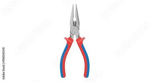 Needle Nose Pliers with Red Blue Handles.