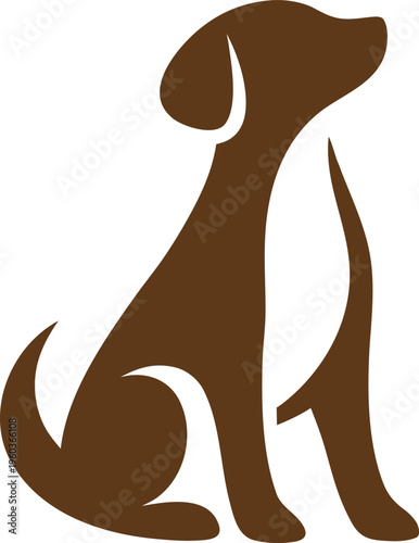 Dog Sitting Silhouette Domestic Pet Animal Logo Style Icon