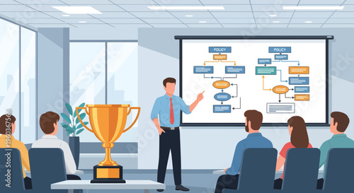 Business Presentation with Award and Team Collaboration.