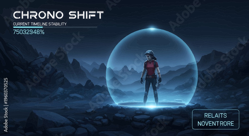 Woman inside protective energy shield.