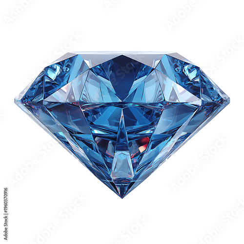 The large blue diamond glimmers brightly on display indoors.