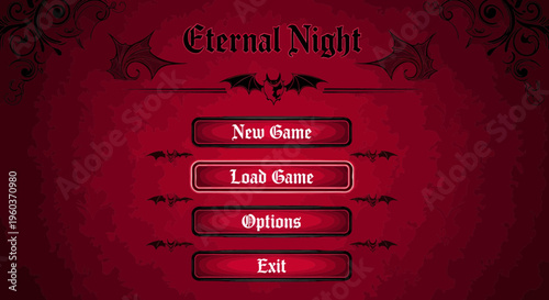 Eternal Night Video Game Main Menu Screen.
