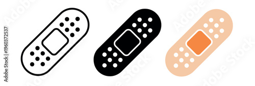Band aid icon adhesive plaster symbol first aid medical badge in clean vector illustration design