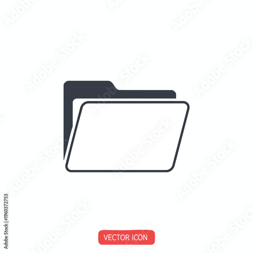 Simple dark gray folder icon with open flap on white background