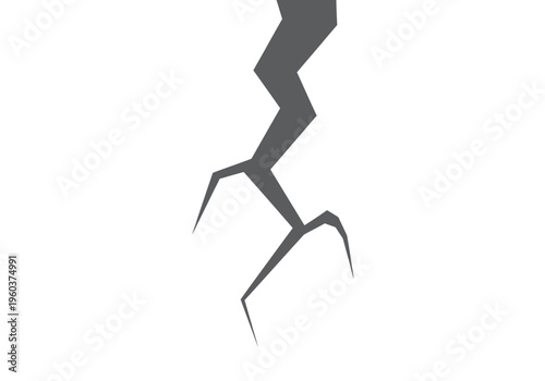 Abstract graphic representation of a crack symbolizing damage, breakage, or division in a stark, minimalist style