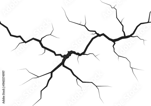 Detailed realistic cracked surface texture illustration with sharp and deep fracture lines