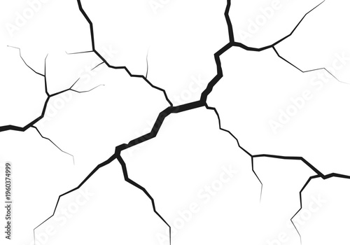 Abstract background of a dark crack pattern on a white surface, representing fractures or breakdowns